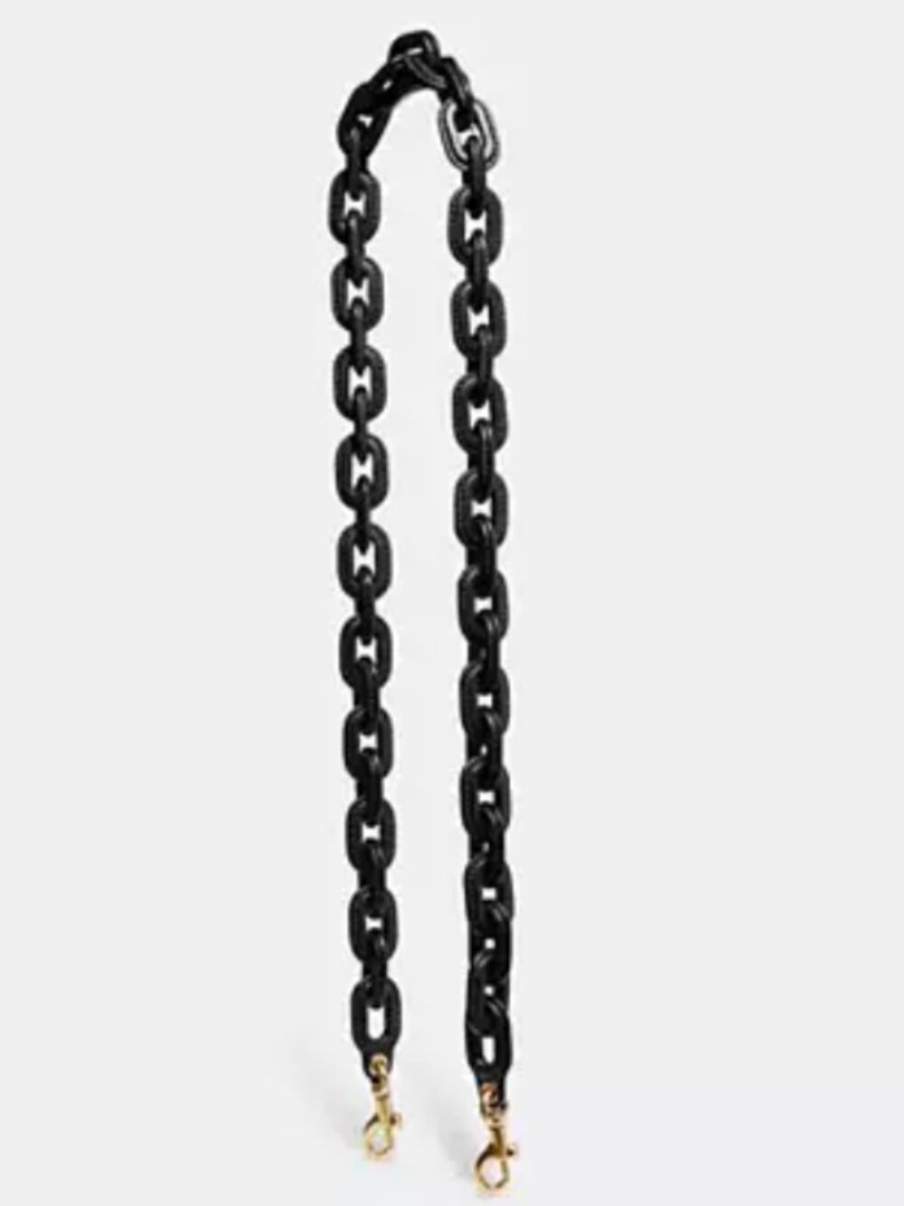 NWT COACH LONG BLACK LEATHER COVERED LINK CHAIN STRAP